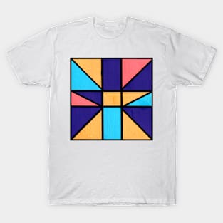 Purple Pink Peach Blue Geometric Abstract Acrylic Painting T-Shirt